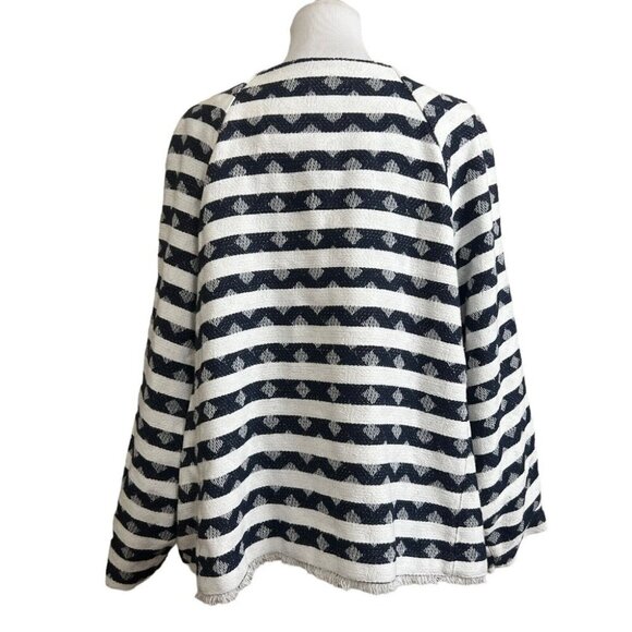 NWT CJ Banks Women 3X Plus Size Cotton Blend Button Down Striped Blanket Jacket - Picture 6 of 11